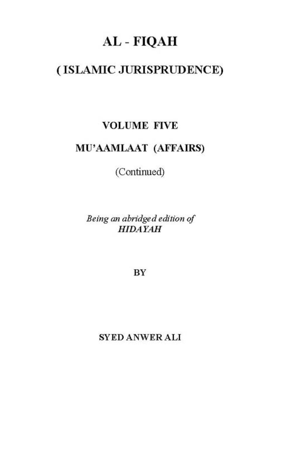 Al-Fiqah vol 5